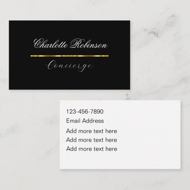 Carte De Visite Assistant Concierge personnel classique (Devant / Derrière)