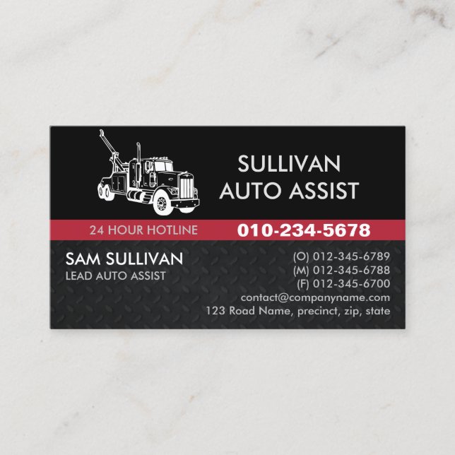 Carte De Visite Assistants auto du camion remorque (Devant)