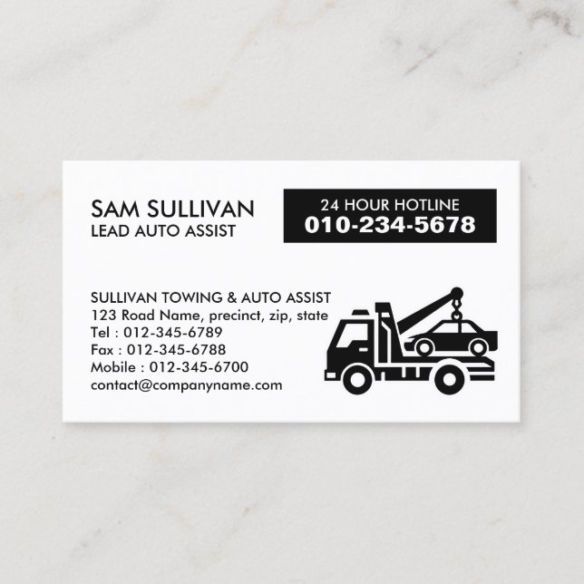 Carte De Visite Assistants auto du camion remorque (Devant)