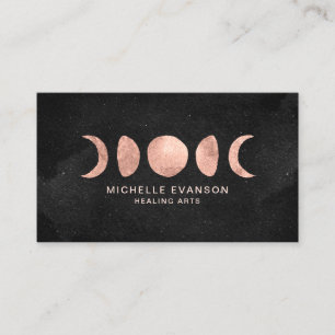 Carte De Visite Astrologie des phases de la lune d'or rose