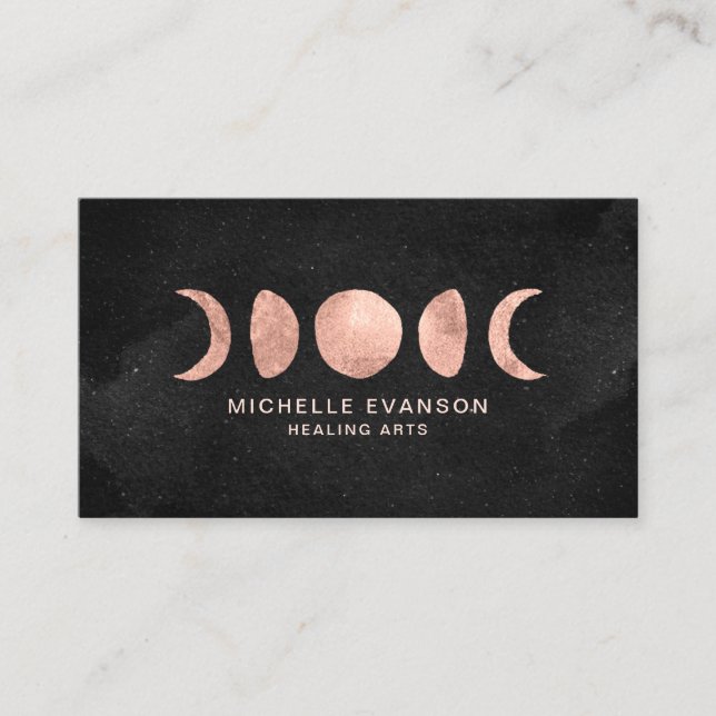 Carte De Visite Astrologie des phases de la lune d'or rose (Devant)