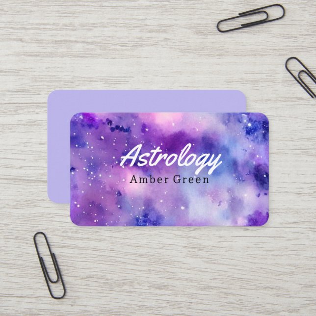 Carte De Visite Astrologie galaxie spirituelle étoiles ciel (Devant/Arrière en situation)