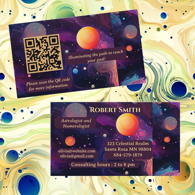 Carte De Visite Astrologue Numérologiste Médecin Psychique Céleste (Astrologist Numerologist Celestial Psychic Healer Business Card)