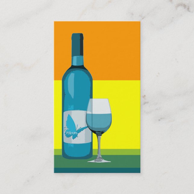 Carte De Visite asyrum : verre de vin pop et bouteille (Devant)