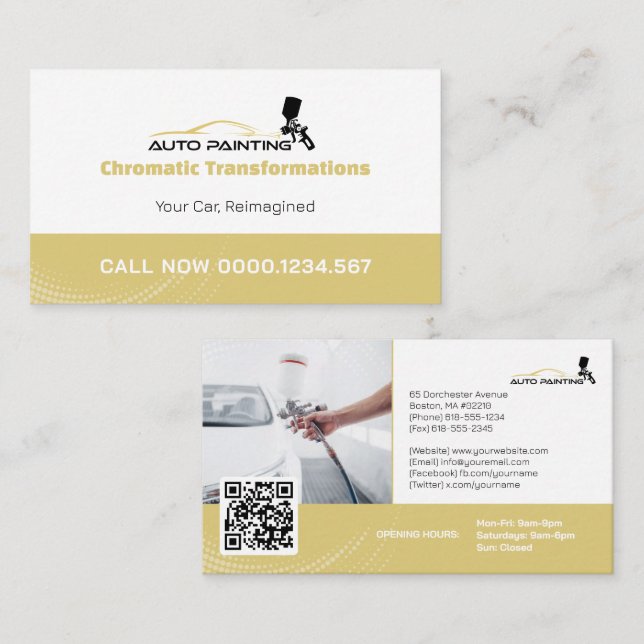 Carte De Visite Atelier de peinture automatique | Professionnel (Devant / Derrière)