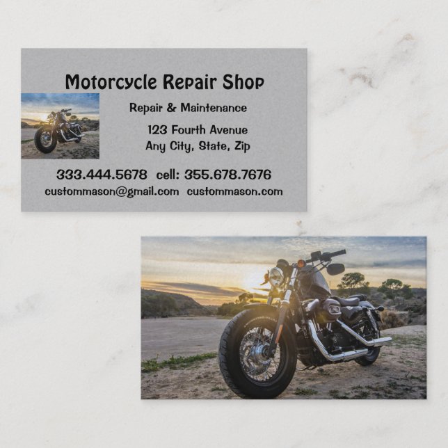 Carte De Visite Atelier de réparation et de service de moto (Devant / Derrière)