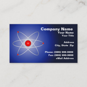 Carte De Visite Atome rouge sur un fond gradué bleu