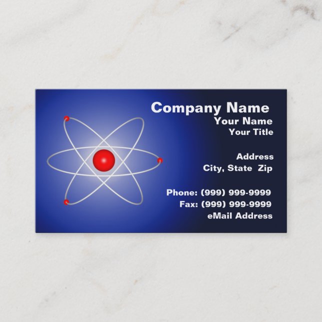Carte De Visite Atome rouge sur un fond gradué bleu (Devant)