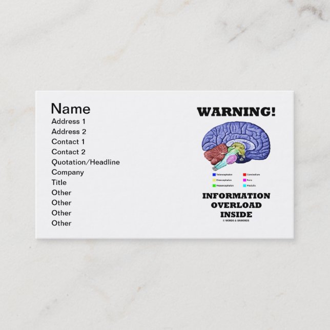Carte De Visite Attention! Surcharge d'informations à l'intérieur  (Devant)