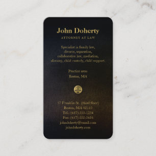 Carte De Visite ATTORNEY Scales d'or de la justice