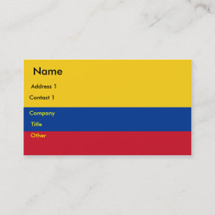 carte de visite au drapeau de la Colombie