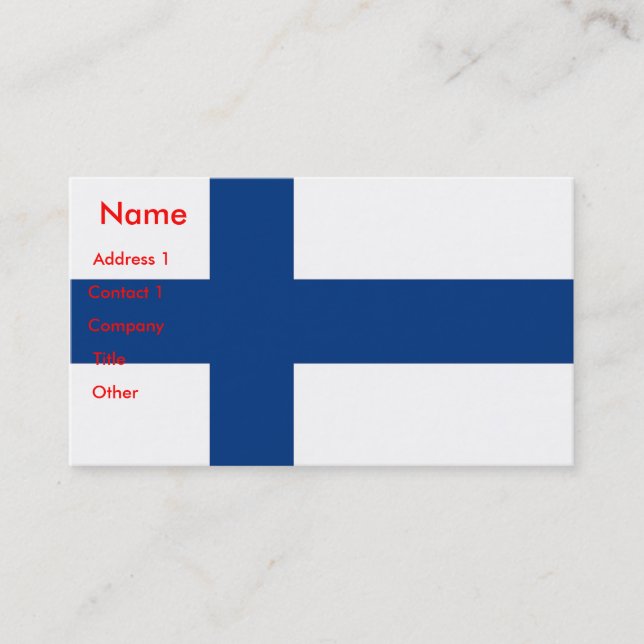 Carte de visite au drapeau de la Finlande (Devant)