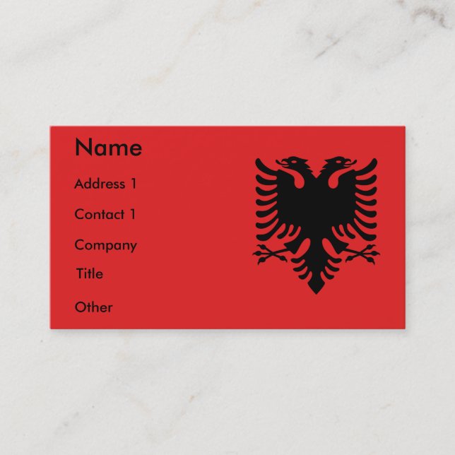 Carte de visite au drapeau de l'Albanie (Devant)