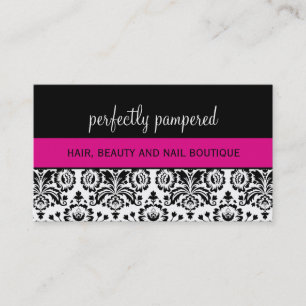 CARTE DE VISITE audacieux damask noir fuschia rose