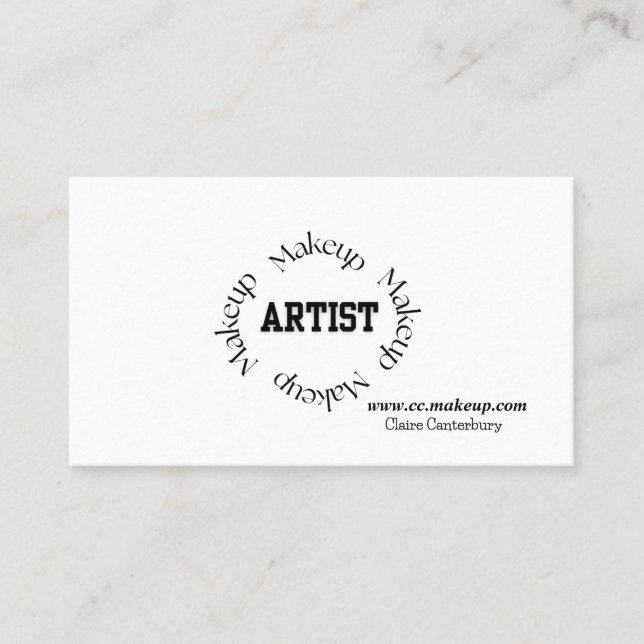 Carte De Visite Audacieux maquilleur de typographie noire (Devant)