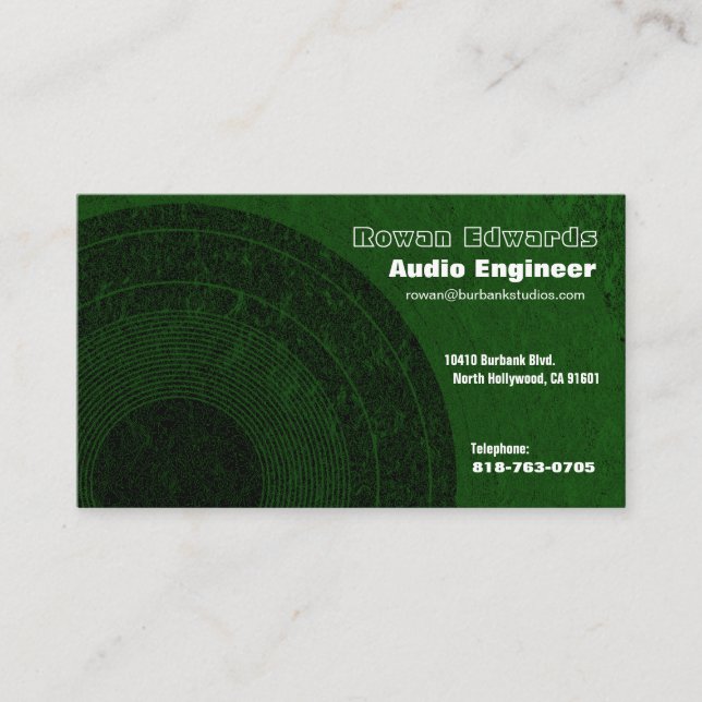Carte de visite Audio Engineer (Devant)