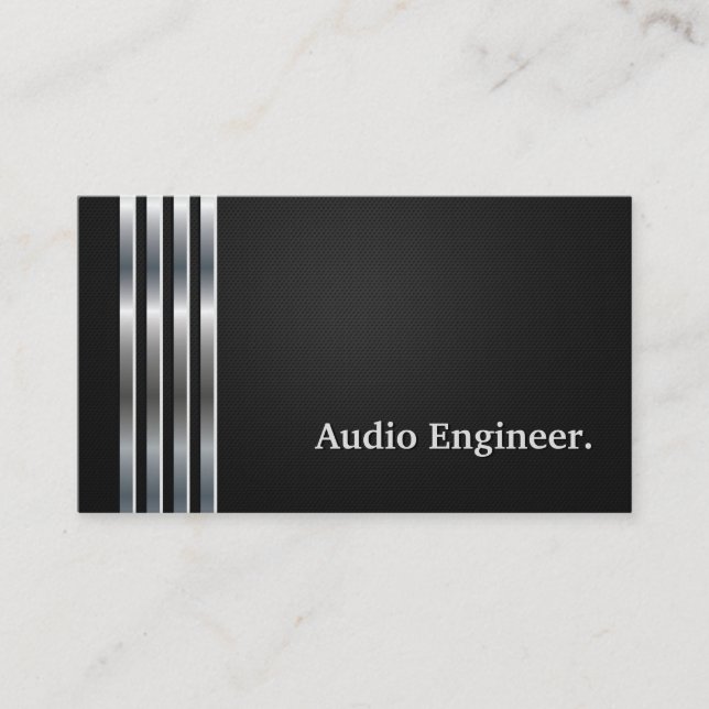 Carte De Visite Audio Engineer Professional Black Silver (Devant)