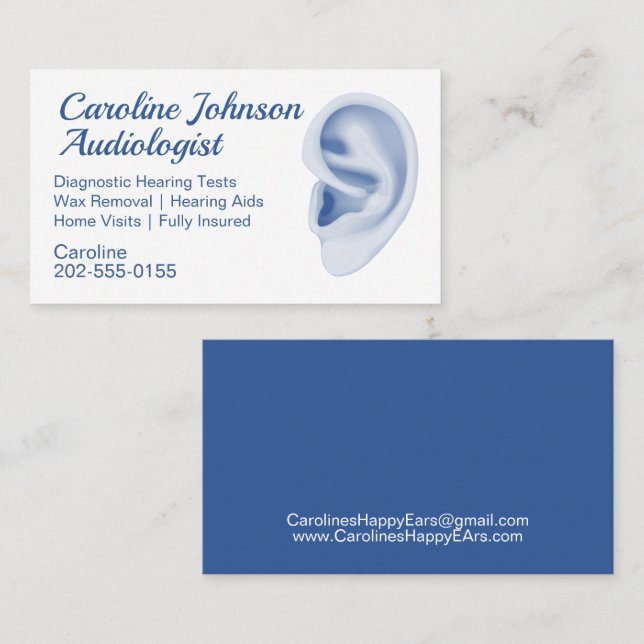 Carte De Visite Audiologiste Ear Care Retrait de cire (Devant / Derrière)