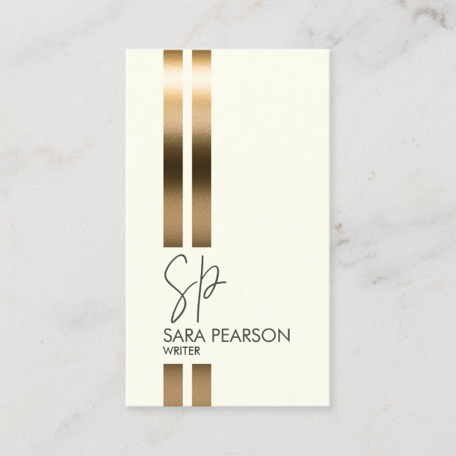 Carte De Visite Auteur romancier Monogram Faux Gold (Devant)