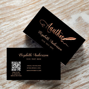Carte De Visite Auteur rose noir code QR or