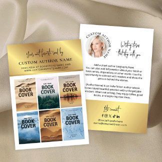 Carte De Visite Author Book Series Photo Collage White & Gold