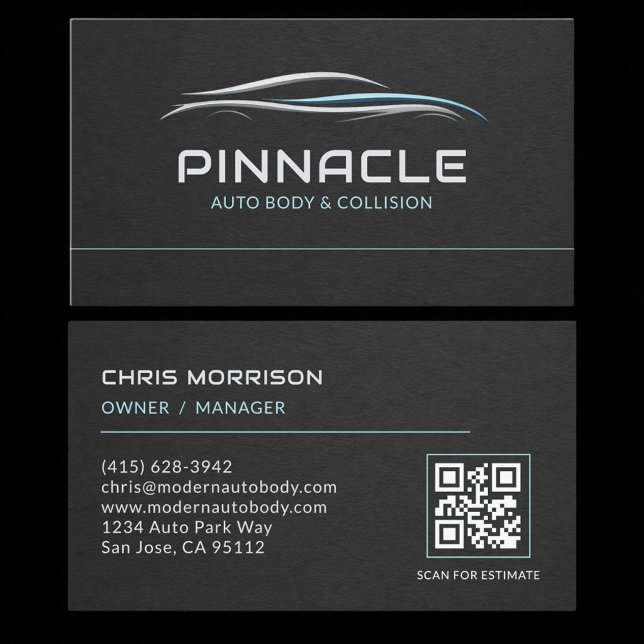 Carte De Visite Auto Body QR Code Professional (Créateur téléchargé)