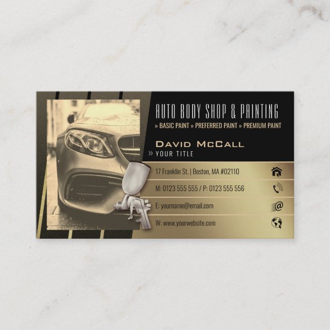Carte De Visite Auto Body Shop & Peinture | Pulvérisateur de peint (Devant)
