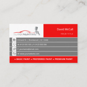 Carte De Visite Auto Body Shop & Peinture   Pulvérisateur de peint