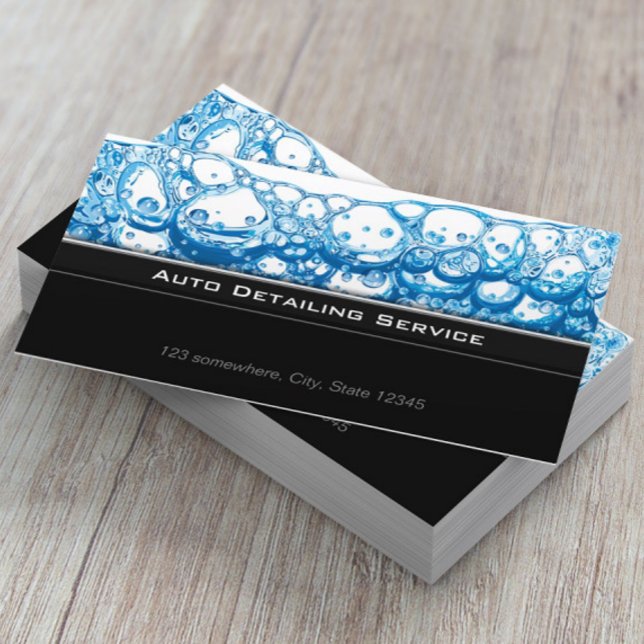 Carte De Visite Auto Détail Lavage de voiture élégant foncé (Créateur téléchargé)