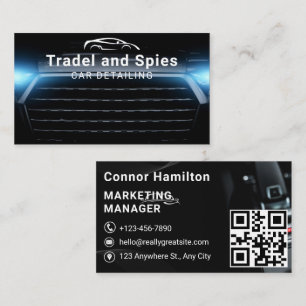 Carte De Visite Auto Détail voiture Automotive Professional QR Cod