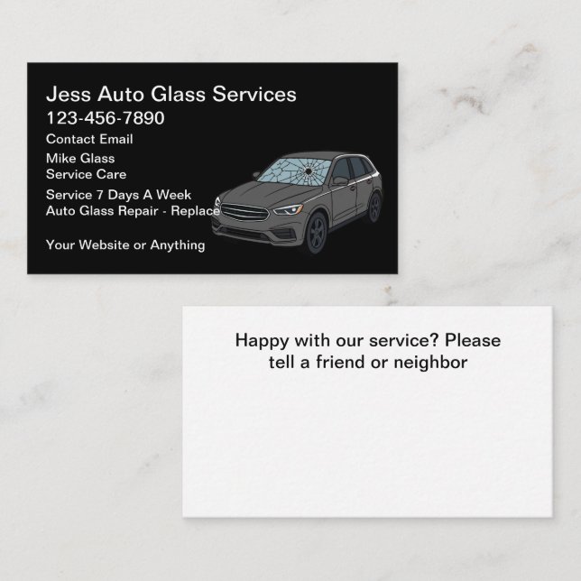 Carte De Visite Auto Glass Repair Replace Service (Devant / Derrière)