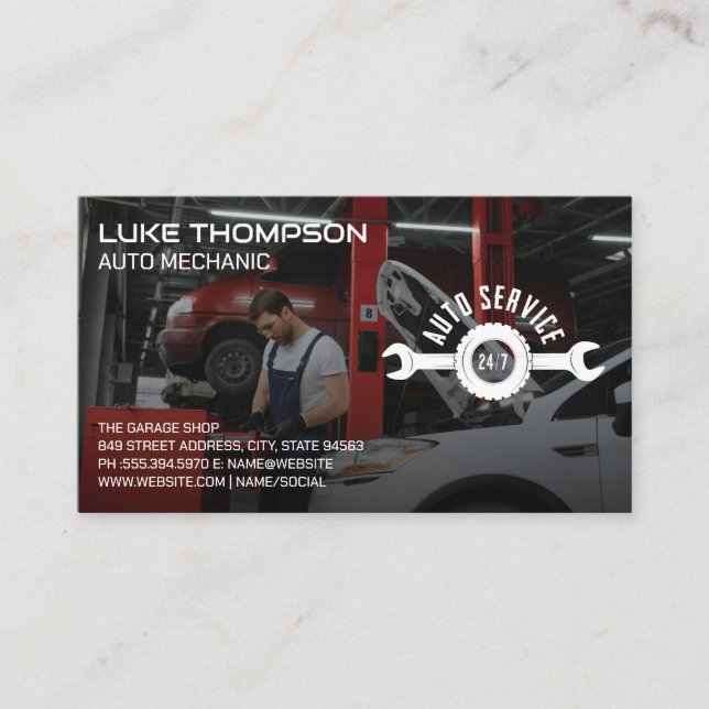 Carte De Visite Auto Mécanique Travailler sur Moteur de voiture da (Devant)