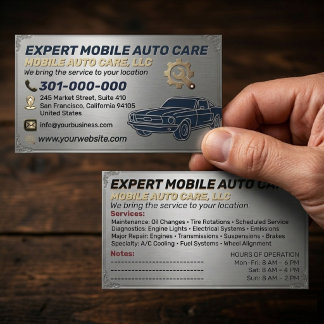 Carte De Visite Auto Repair & Car AC Specialist Metal Aluminum  Bu