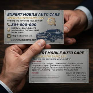 Carte De Visite Auto Repair & Car AC Specialist Metal Aluminum  Bu
