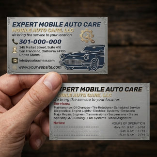 Carte De Visite Auto Repair & Car AC Specialist Metal Aluminum  Bu