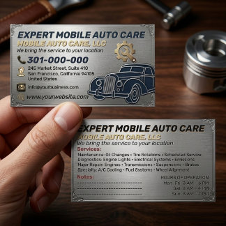 Carte De Visite Auto Repair & Car AC Specialist Metal Aluminum  Bu