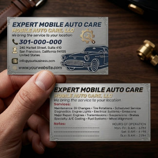 Carte De Visite Auto Repair & Car AC Specialist Metal Aluminum  Bu