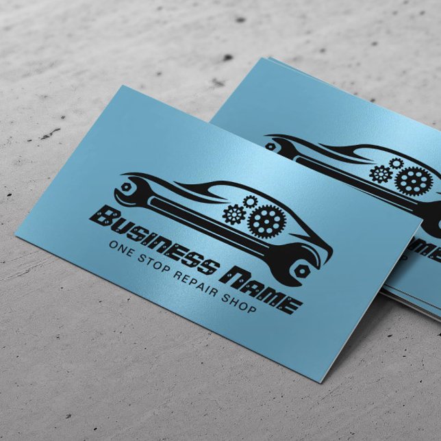 Carte De Visite Auto Réparer voiture et clé bleu Automobile Mécani (Créateur téléchargé)