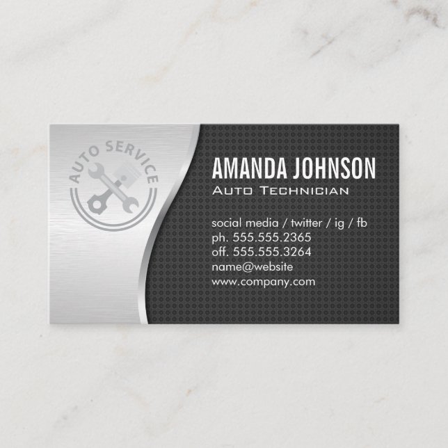Carte De Visite Auto Services | Mechanic | Tech (Devant)