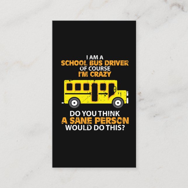 Carte De Visite Autobus scolaire drôle - voiture folle d'amusement (Devant)