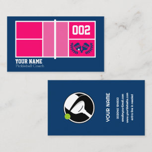 Carte De Visite Autocar de Pickleball, terrain de Pickleball rose 