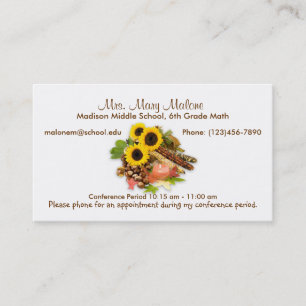 Carte De Visite Automne Floral Arangement Sunflower Info