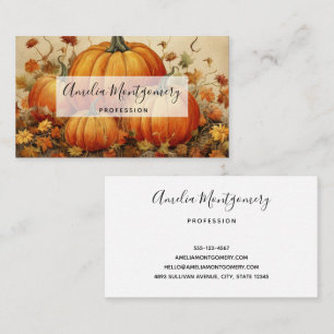 Carte De Visite Automne Rustique Orange Citrouille