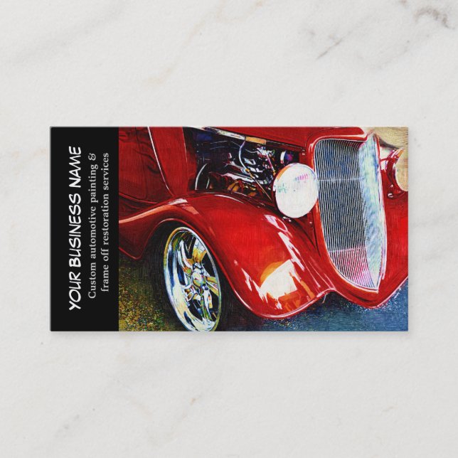 Carte De Visite Automobile Red Classic Car Auto Painting Biz (Devant)