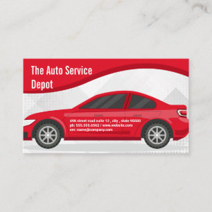 Carte De Visite Automobile rouge   Services de voiture   Pièces au