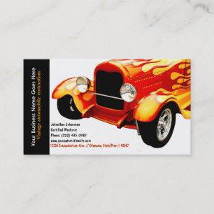 Carte De Visite Automobile vintage reconstituée par flammes