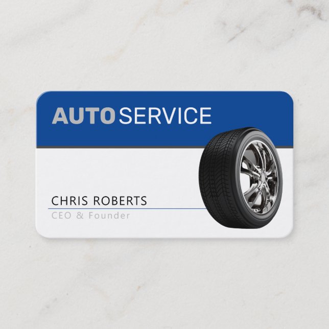 Carte De Visite AUTOSERVICE | bleu moderne (Devant)