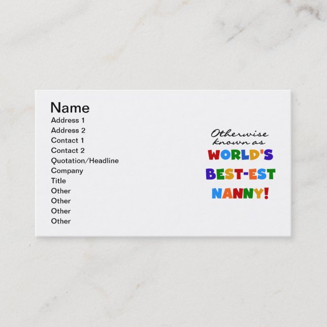 Carte De Visite Autrement connu comme le meilleur cadeau de nounou (Devant)