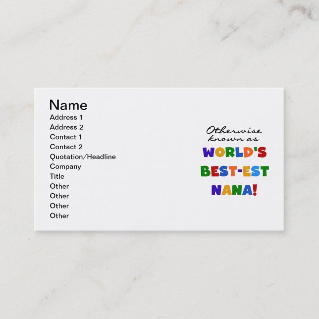 Carte De Visite Autrement connu comme T-shirts de Meilleur-est (Devant)