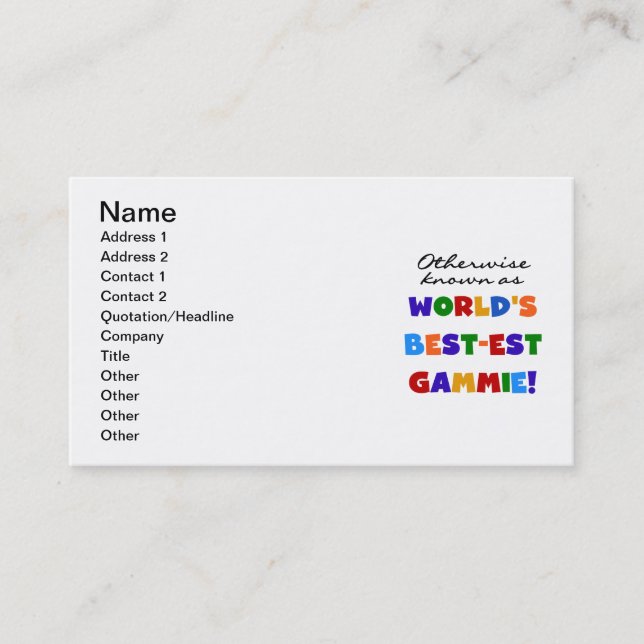Carte De Visite Autrement connu comme T-shirts de Meilleur-est (Devant)
